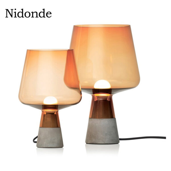 Nidonde Stylish Glass Side Stand Table Lamp Glass LED Table Lamp Modern Contemporary Bedside Desk Nightstand Lamp